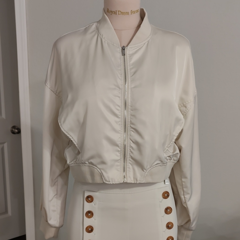 Zara Off-White Bomber Jacket